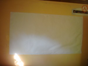 Blank paper from Michaels with silver 'Cerulea' lettering at the top